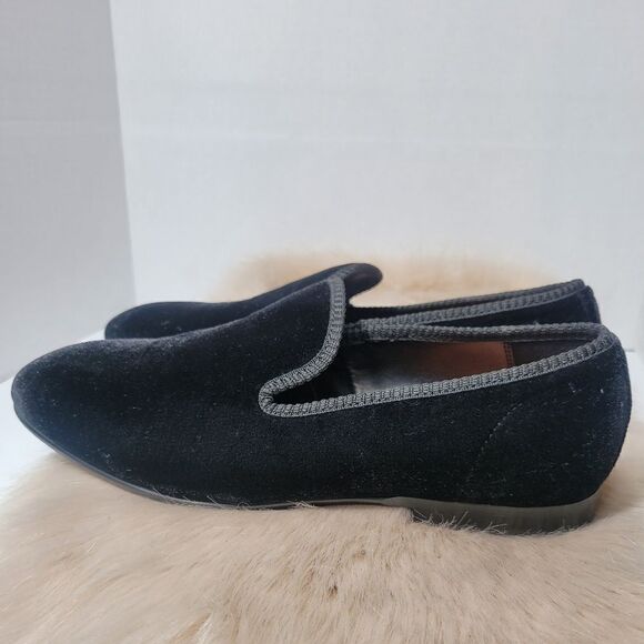 Tallia Tedaldo Men Slip On Smoking Loafers  Bordeaux Black  Velvet Size 10.5 main image 4